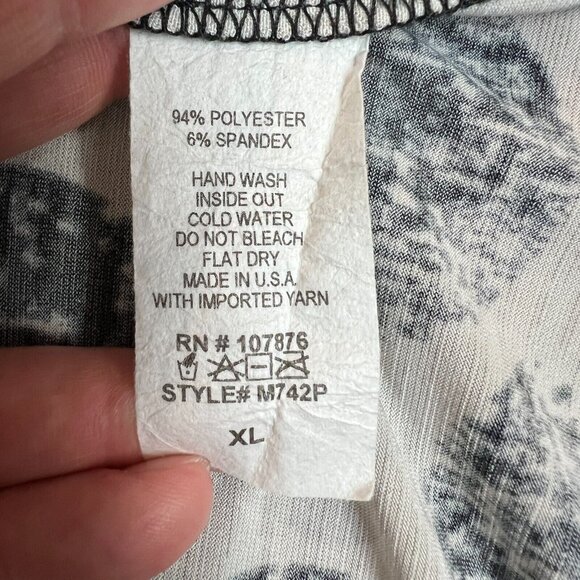 Comfy USA‎ Tunic Top Womens XL Black Beige Polka Dot Circle Print Artsy Slit - Picture 9 of 9